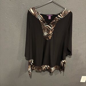 Beverly Drive Black and Brown Zebra Print Blouse